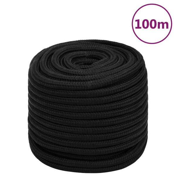 vidaXL Corde de travail Noir 18 mm 100 m Polyester
