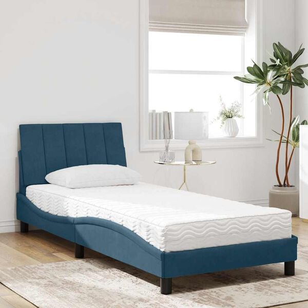 vidaXL Lit avec matelas Hanko bleu 80x200 cm velours