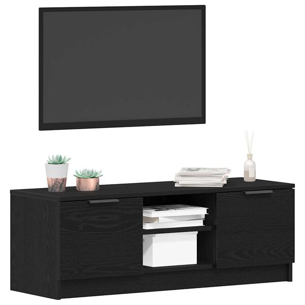 vidaXL Meuble TV Chêne noir 102 x 32 x 35.5 cm Bois d'ingénierie