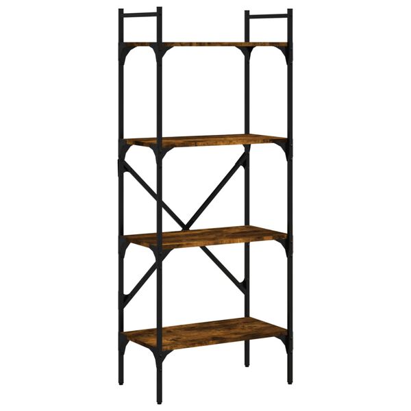 vidaXL Bibliothèque à 4 niveaux chêne fumé 56x31,5x138,5 cm