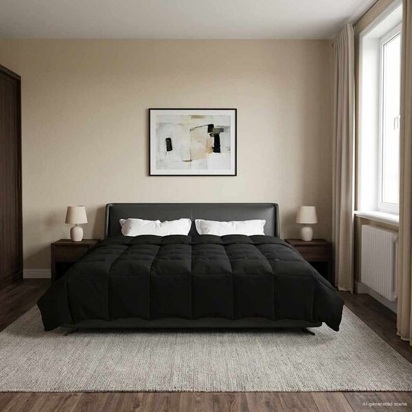 vidaXL Duvet complet toute l'ann&eacute;e Noir 200 x 240 cm Microfibre