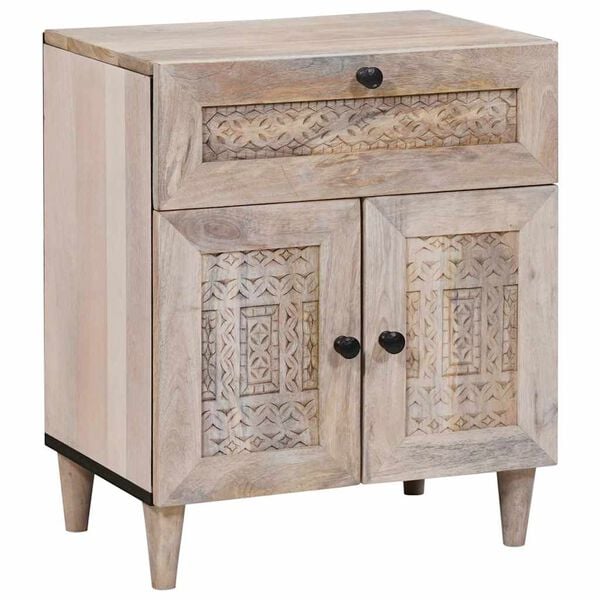 vidaXL Cabinet de chevet Beige 50 x 33 x 60 cm Bois d'acacia massif