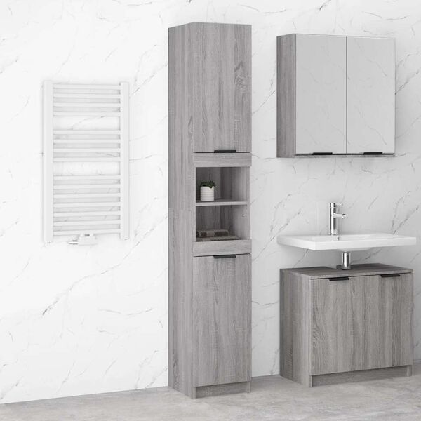 vidaXL Armoire de bain Sonoma gris 32x34x188,5 cm Bois d'ing&eacute;nierie