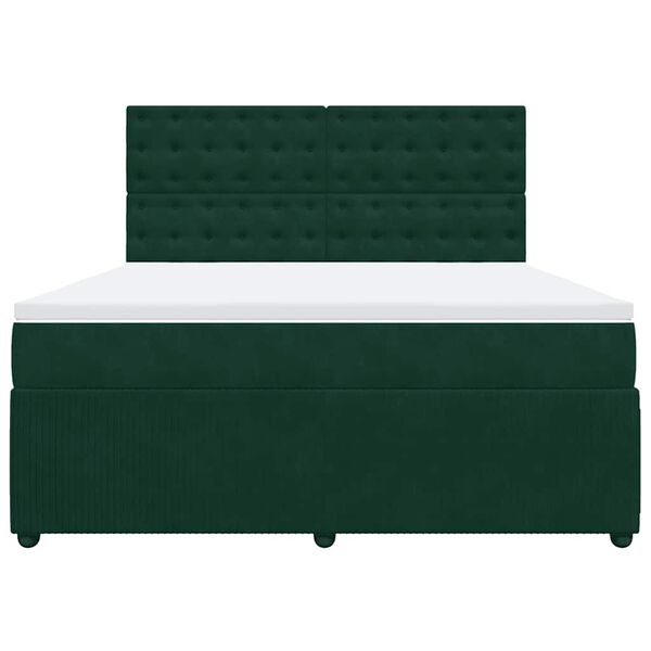 vidaXL Sommier &agrave; lattes de lit et matelas Vert fonc&eacute; 180x200cm Velours