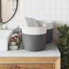 vidaXL Paniers de rangement 2 pcs gris et blanc &Oslash;28x28 cm coton