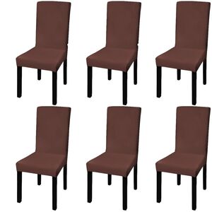 vidaXL Housse de chaise droite extensible 6 pcs marron