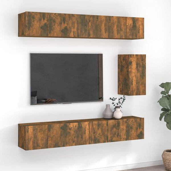 vidaXL Ensemble de meubles TV 7 pcs Chêne fumé Bois d'ingénierie