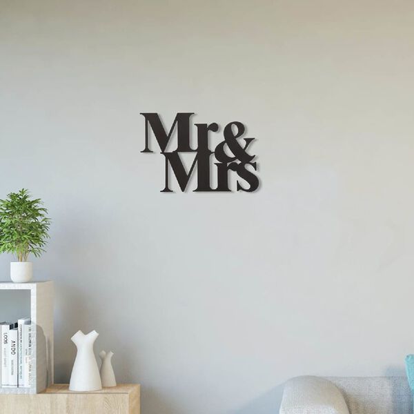 Homemania D&eacute;coration murale Mots 50x35 cm Acier Noir