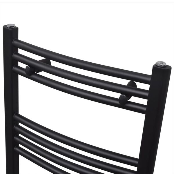 vidaXL Sèche-serviettes eau chaude à rails incurvés noir 480 x 480 mm