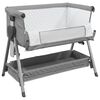 vidaXL Lit pour b&eacute;b&eacute; avec matelas Gris clair Tissu de lin