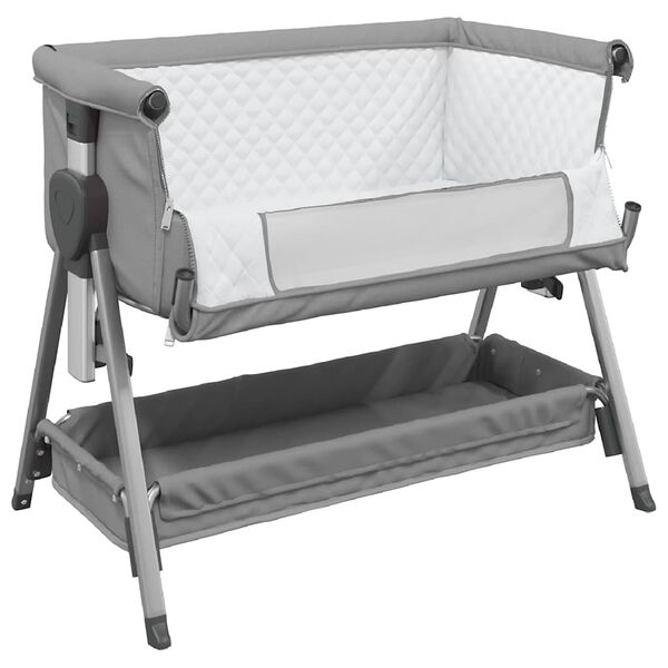 vidaXL Lit pour b&eacute;b&eacute; avec matelas Gris clair Tissu de lin