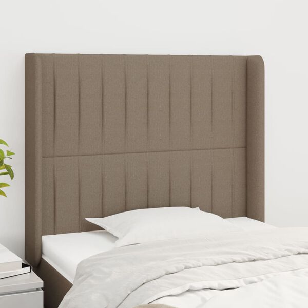 vidaXL T&ecirc;te de lit avec oreilles Taupe 93x16x118/128 cm Tissu