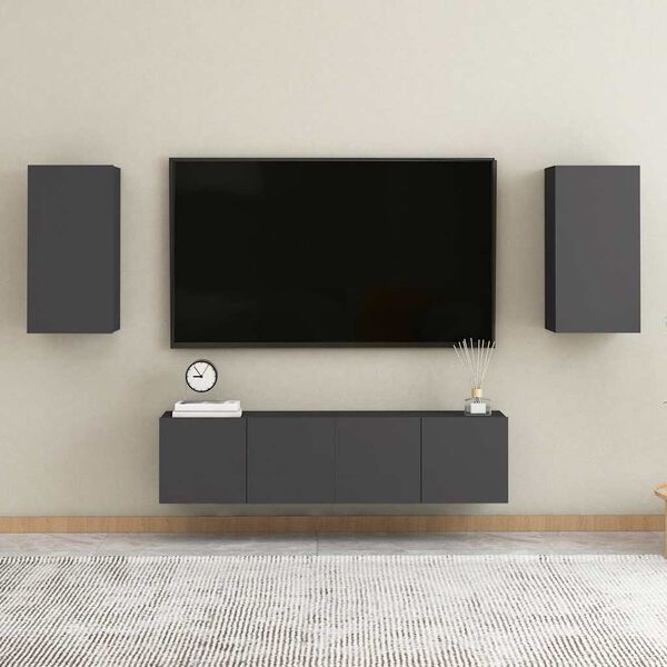 vidaXL Meubles TV 2 pcs Gris 30,5x30x60 cm Bois d&rsquo;ing&eacute;nierie