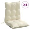 vidaXL Coussins de chaise &agrave; dossier bas lot de 4 cr&egrave;me tissu oxford