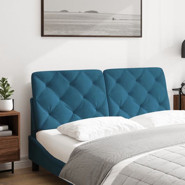 vidaXL Coussin de t&ecirc;te de lit bleu 120 cm velours