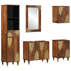 vidaXL Ensemble de Meubles de Salle de Bain 5 pc Marron miel