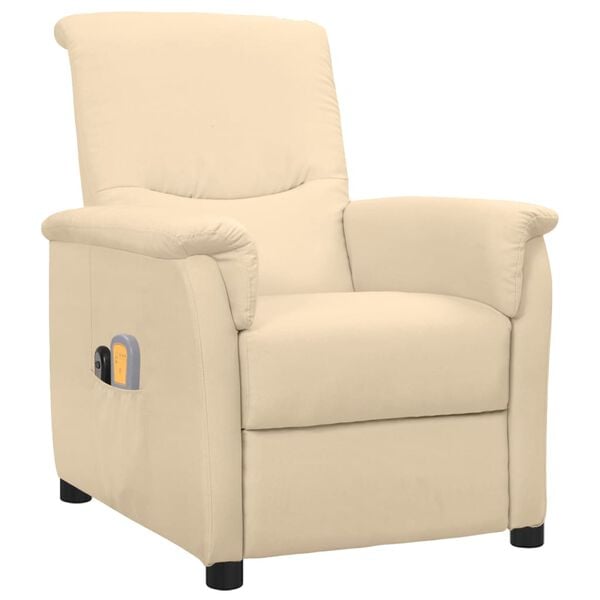 vidaXL Fauteuil électrique de massage Crème Tissu