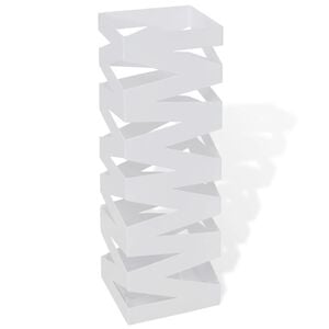 vidaXL Porte-parapluie carr&eacute; &agrave; rangement Blanc Acier 48,5 cm