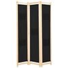 vidaXL Cloison de s&eacute;paration 3 panneaux Noir 120x170x4 cm Tissu