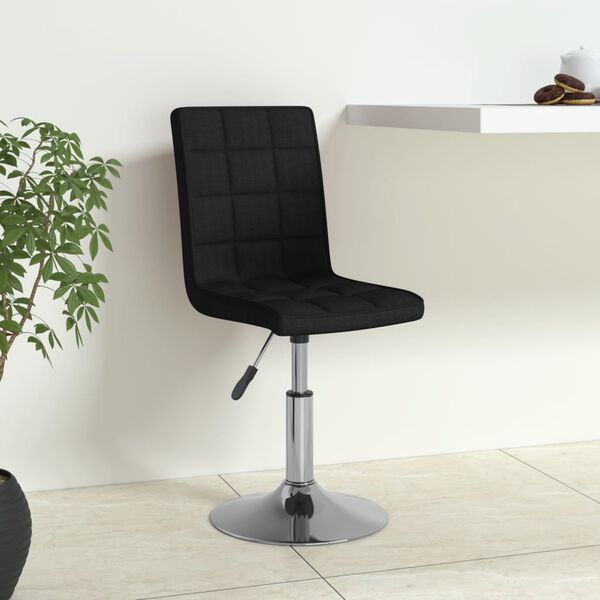 vidaXL Chaise pivotante de salle &agrave; manger Noir Tissu