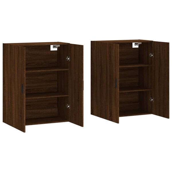 vidaXL Armoires murales 2 pcs ch&ecirc;ne marron 69,5x34x90 cm