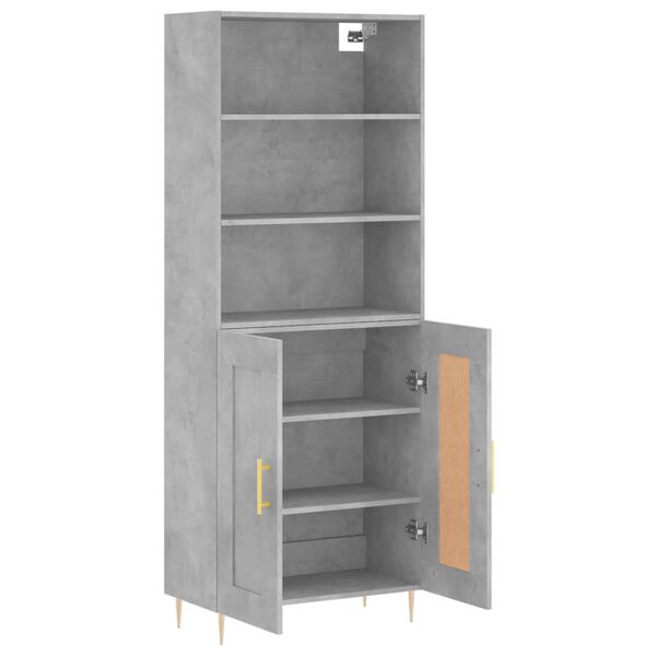 vidaXL Buffet haut Gris b&eacute;ton 69,5x34x180 cm Bois d'ing&eacute;nierie