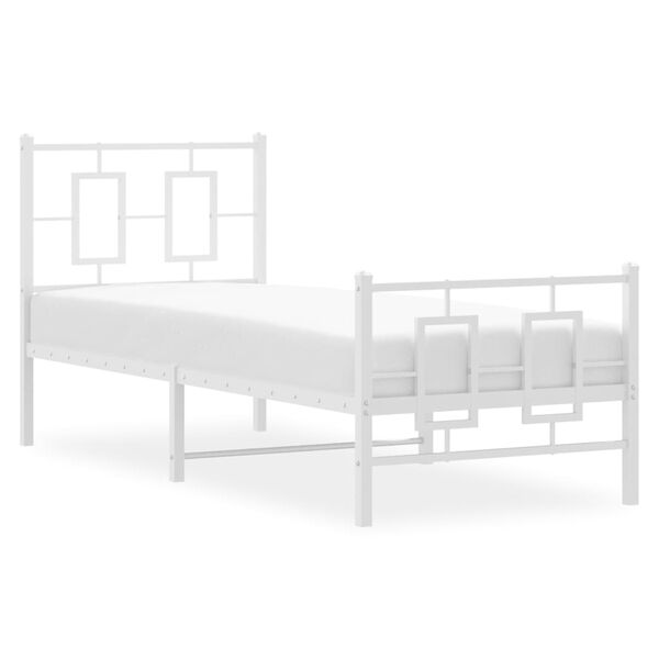 vidaXL Cadre de lit métal sans matelas avec pied de lit blanc 80x200cm