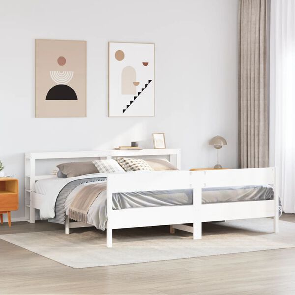 vidaXL Cadre de lit sans matelas blanc 200x200 cm bois massif de pin