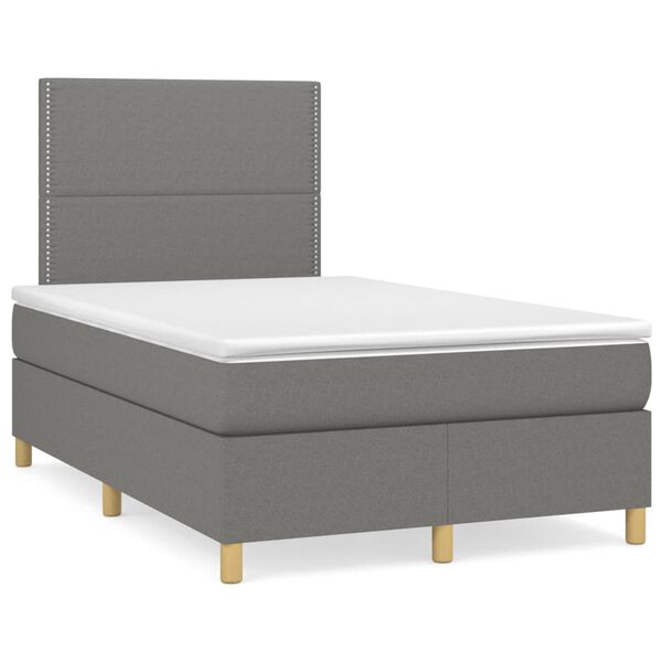 vidaXL Sommier &agrave; lattes de lit avec matelas Gris fonc&eacute; 120x200cm Tissu