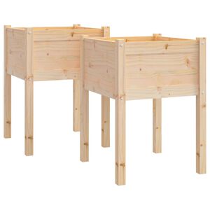 vidaXL Jardini&egrave;res d'ext&eacute;rieur 2 pcs 50x50x70 cm bois de pin massif