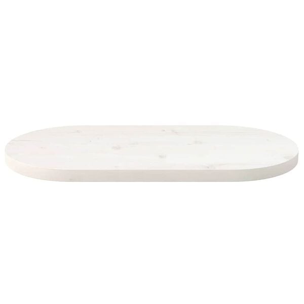 vidaXL Dessus de table blanc 70x35x2,5 cm bois de pin massif ovale
