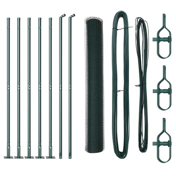 vidaXL Poteau de cl&ocirc;ture. Vert 10 x 1,2 m (maillage de 25 mm)