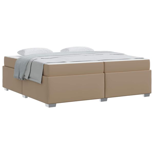 vidaXL Cadre de lit avec matelas Cappuccino 200 x 200 cm tissu