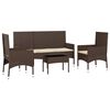 vidaXL Salon de jardin 4 pcs avec coussins Marron R&eacute;sine tress&eacute;e