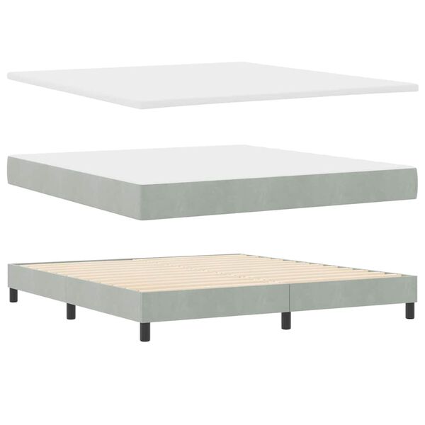 vidaXL Lit &agrave; ressorts avec matelas Gris clair 180 x 200 cm Velours