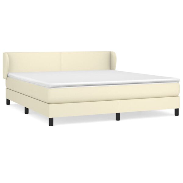 vidaXL Sommier &agrave; lattes de lit avec matelas Cr&egrave;me 180x200cm Similicuir