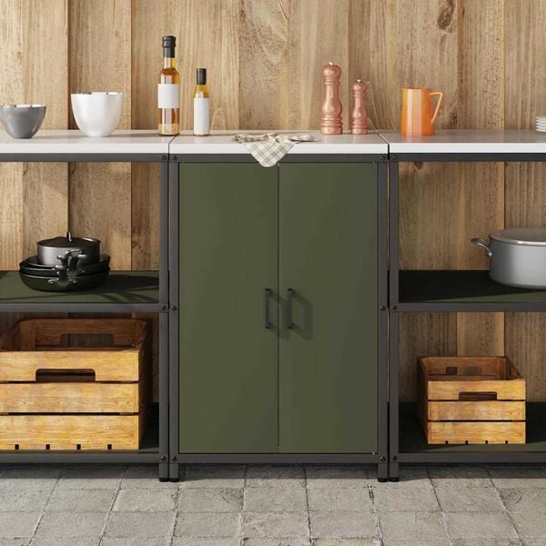 vidaXL Rangement de cuisine Vert olive 60 x 50 x 92 cm Acier