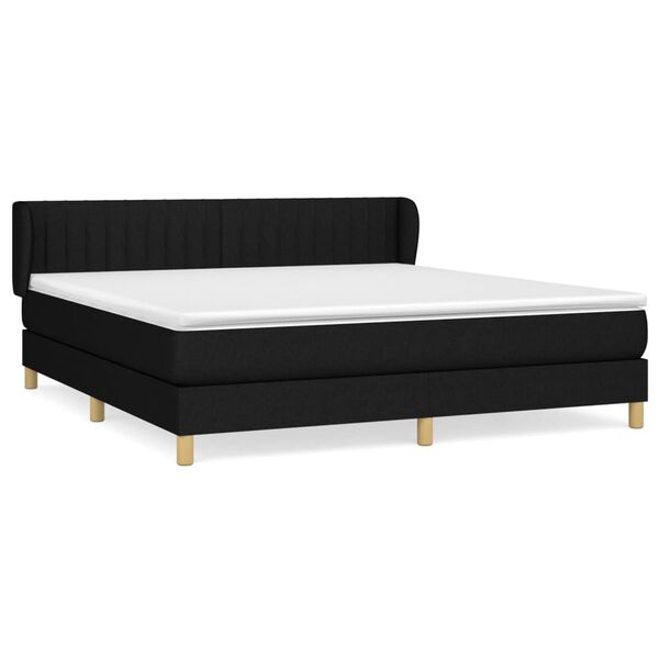 vidaXL Sommier &agrave; lattes de lit avec matelas Noir 160x200 cm Tissu