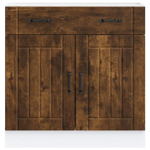 vidaXL Armoire de cuisine Lucca chêne fumé bois ingénierie