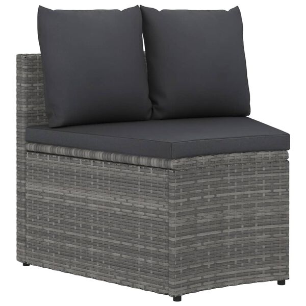 vidaXL Salon de jardin 7 pcs avec coussins R&eacute;sine tress&eacute;e Gris