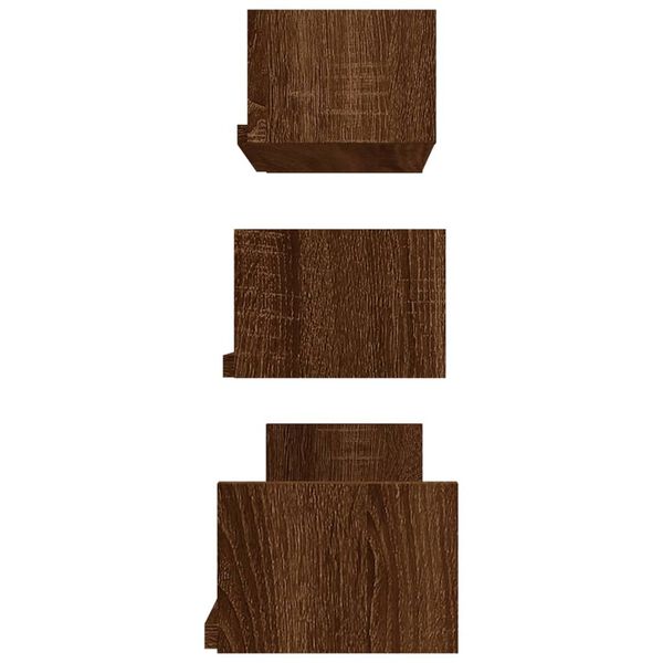 vidaXL Étagères murales d'affichage 3 pcs Chêne marron Bois ingénierie