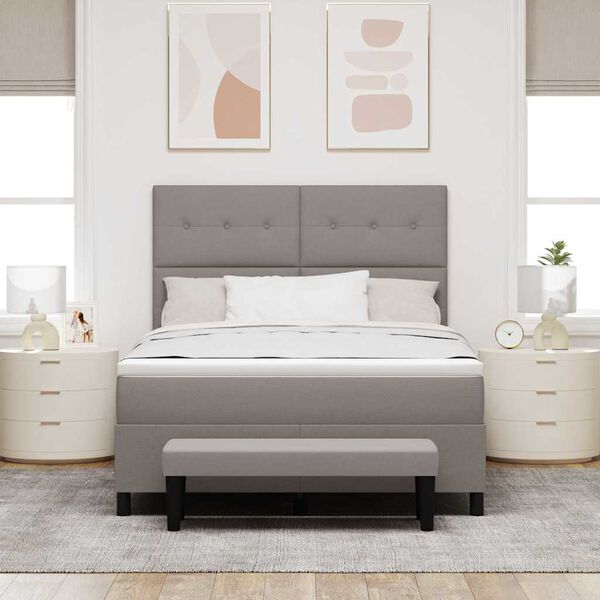 vidaXL Lit &agrave; ressorts avec matelas Taupe 140 x 200 cm tissu