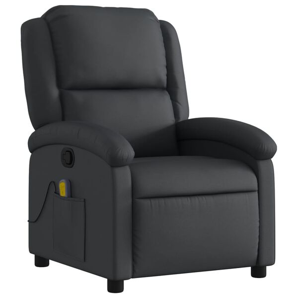 vidaXL Fauteuil de massage inclinable noir cuir v&eacute;ritable