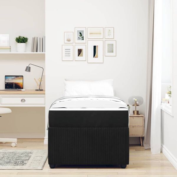 vidaXL Cadre de lit avec matelas Noir 100 x 200 cm tissu