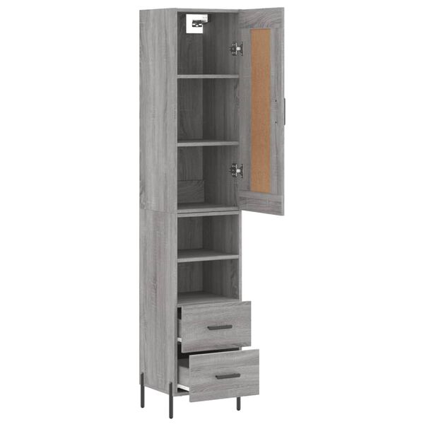 vidaXL Buffet haut Sonoma gris 34,5x34x180 cm Bois d'ing&eacute;nierie