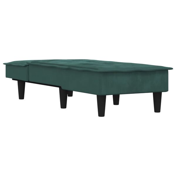 vidaXL Chaise longue vert foncé velours