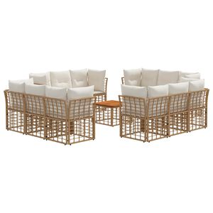 vidaXL Ensemble de canap&eacute;s d'ext&eacute;rieur 13 pc Blanc Naturel et Cr&egrave;me