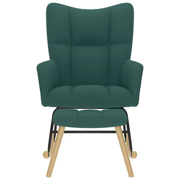 vidaXL Chaise &agrave; bascule avec repose-pied Vert fonc&eacute; Tissu