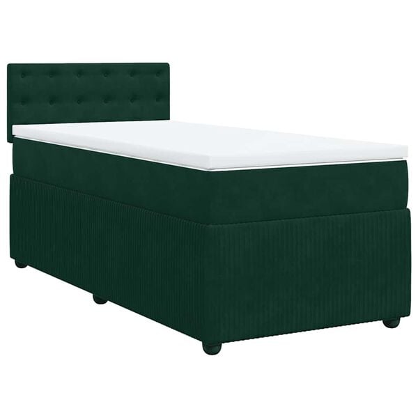 vidaXL Sommier &agrave; lattes de lit et matelas Vert fonc&eacute; 80x200 cm Velours