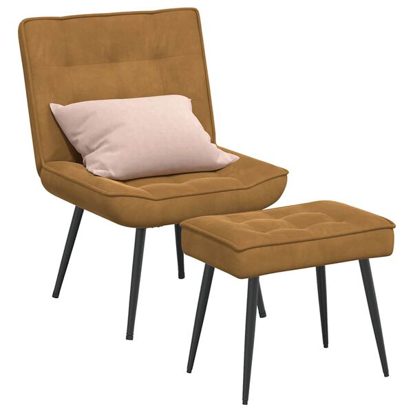 vidaXL Chaise de relaxation avec tabouret Marron Velours